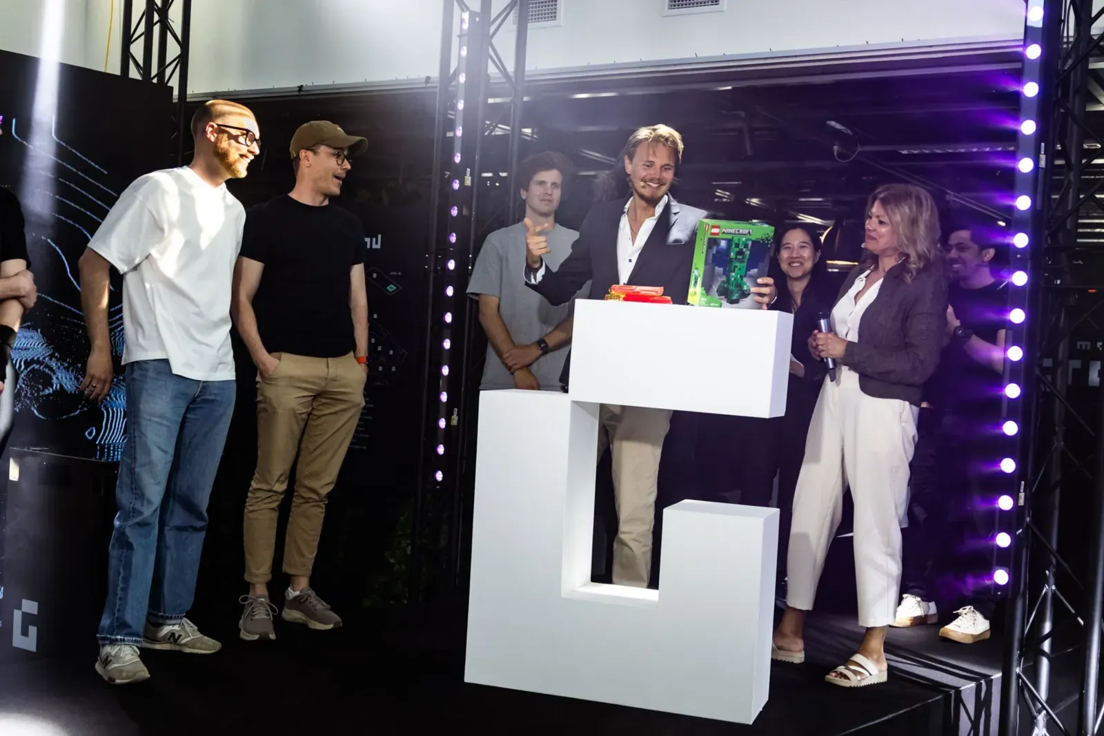 The prize-giving on stage at the end of the day