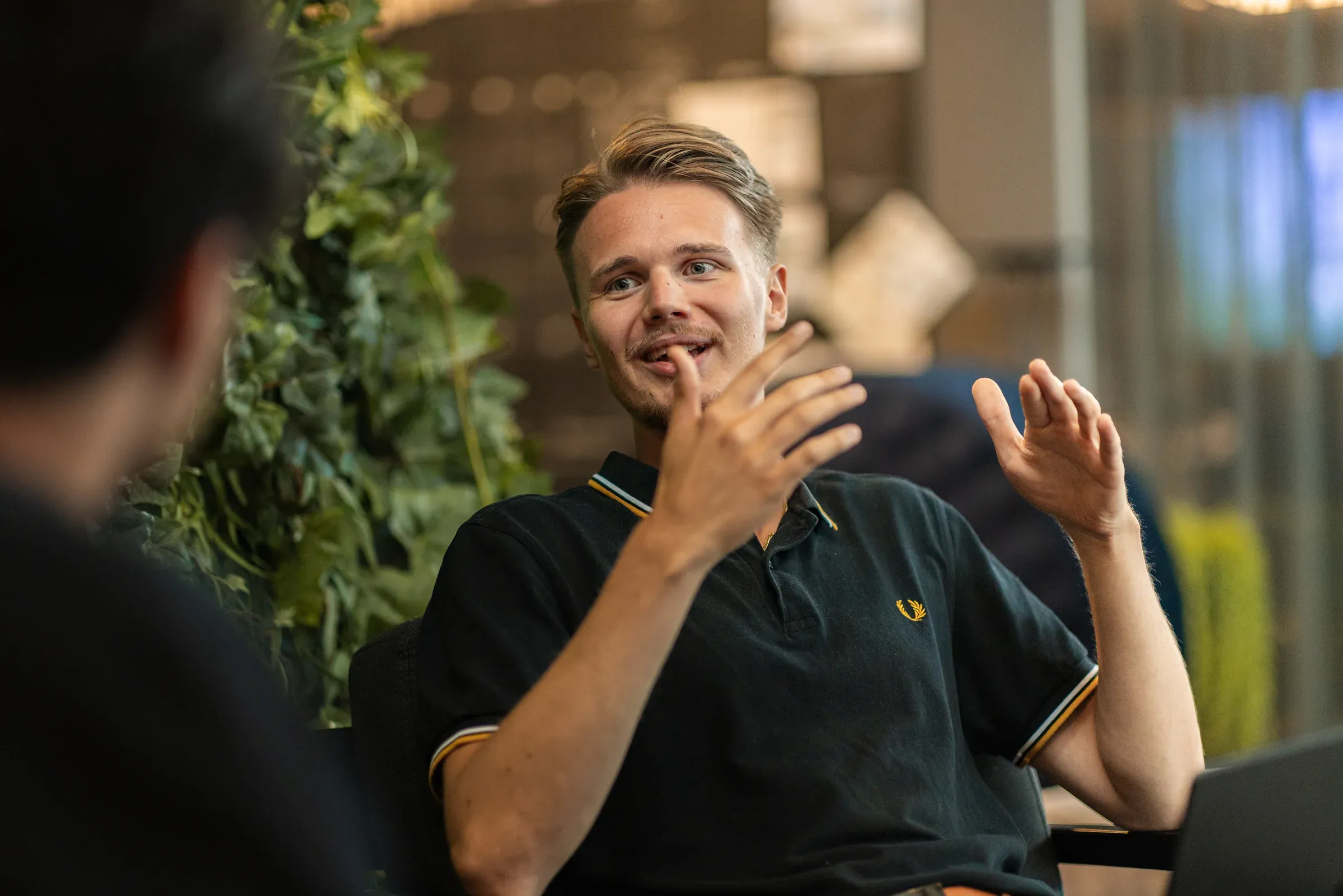 David mid-sentence in the office, August 2024