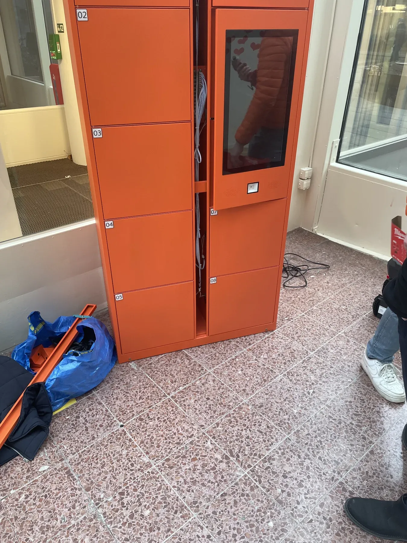 Orange Box lockers being set up